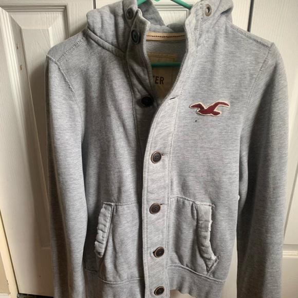hollister button up hoodie
